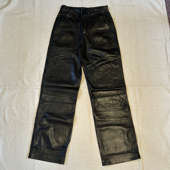 Zara patch pocket lambskin pants - Picture 3 of 9